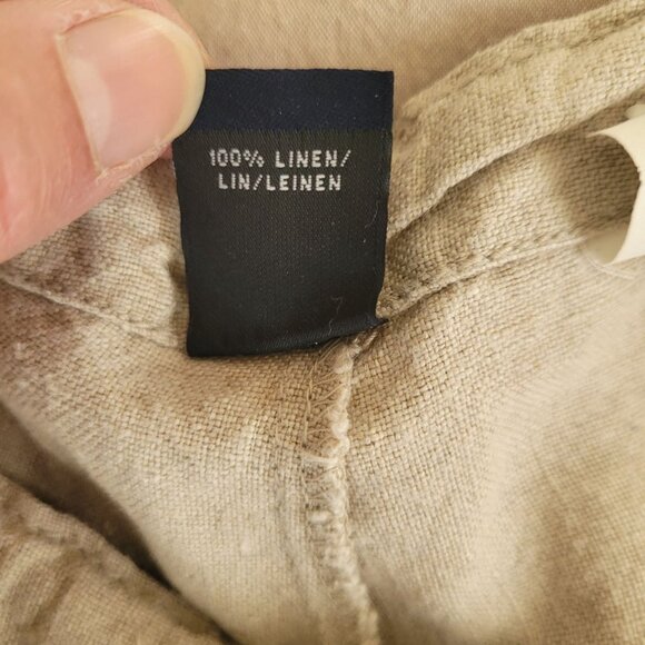 Gap Womens XS Linen Drawstring Pants wide leg Beige Relaxed Lagenlook minimal - Picture 5 of 6